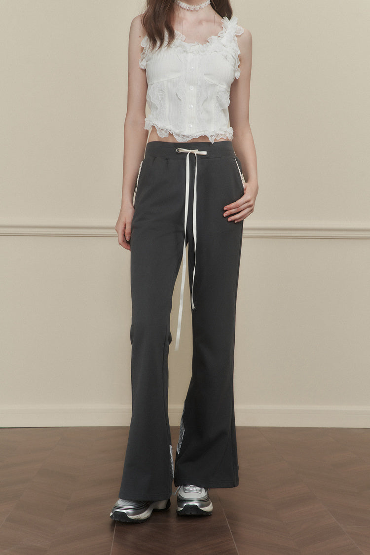 Bow Tie Flared Knit Trousers