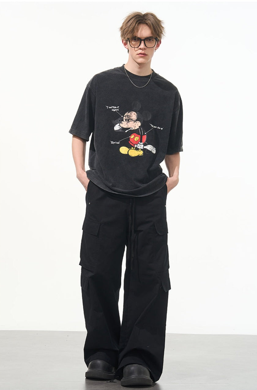 Comic Mickey Distressed Washed Tee