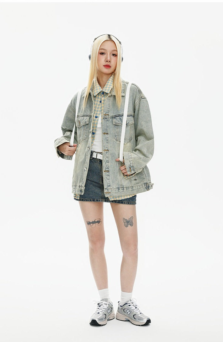 CATTEE Vintage Distressed Denim Jacket