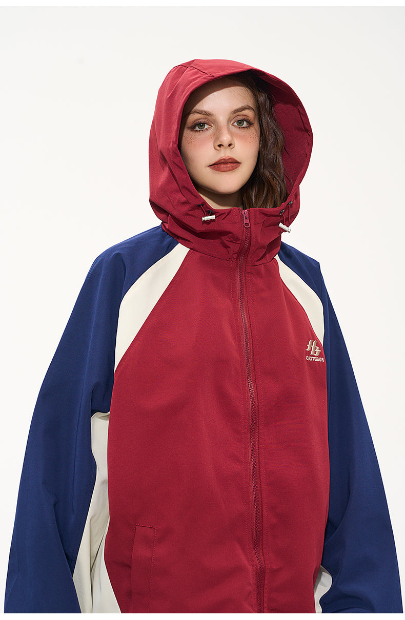 CATTEE Color Block Baseball Hooded Jacket