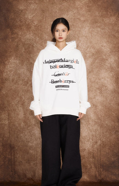 Spoof Brand Letter Print Hoodie