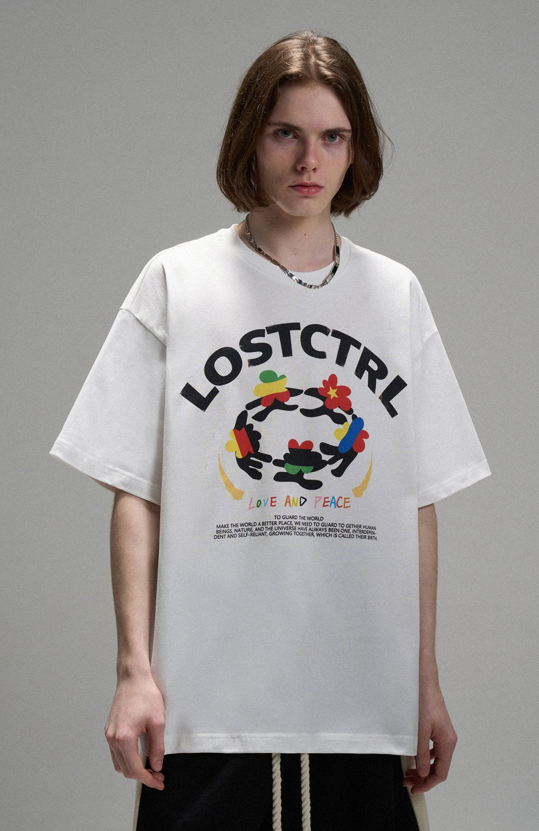 LOSTCTRL LOVE AND PEACE プリントTシャツ