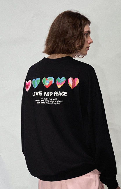 LOSTCTRL Hearts Foam Print Sweatshirt