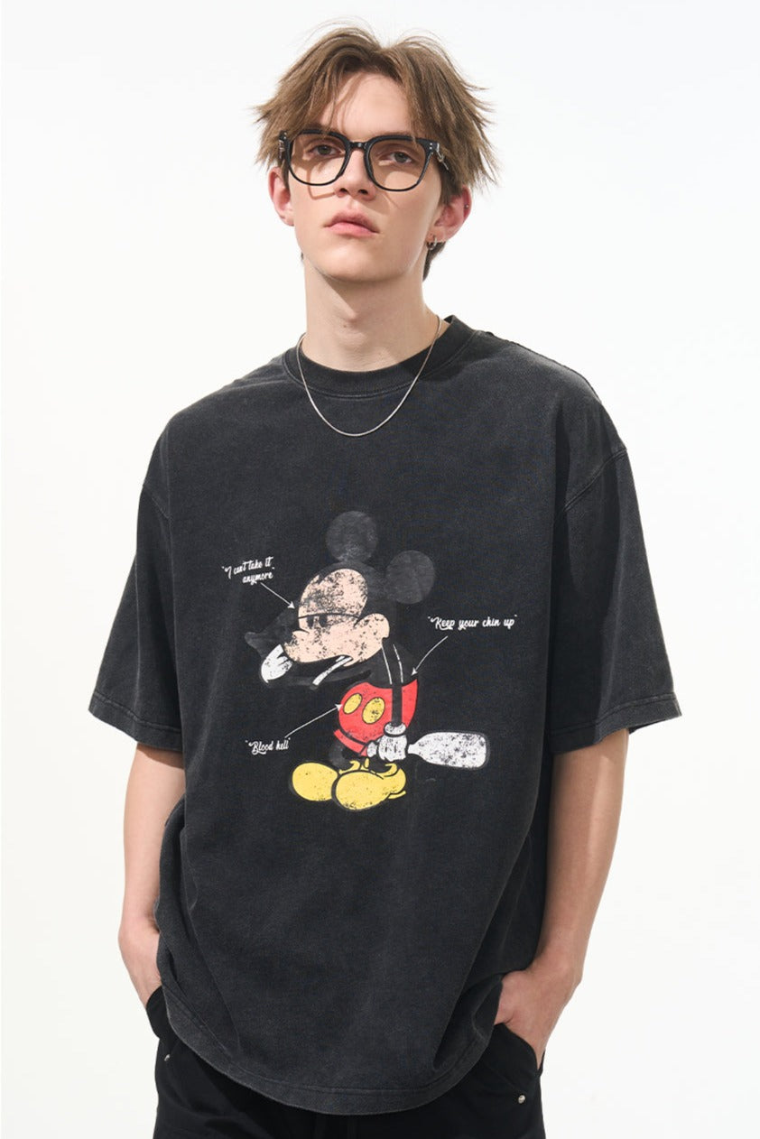 Comic Mickey Distressed Washed Tee