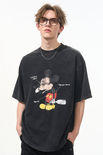 Comic Mickey Distressed Washed Tee