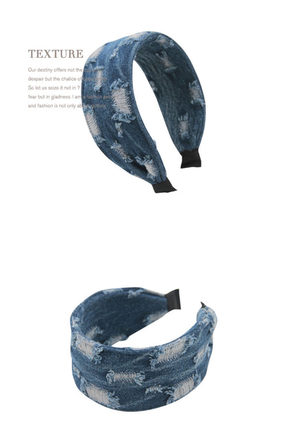 Retro Distressed Denim Headband