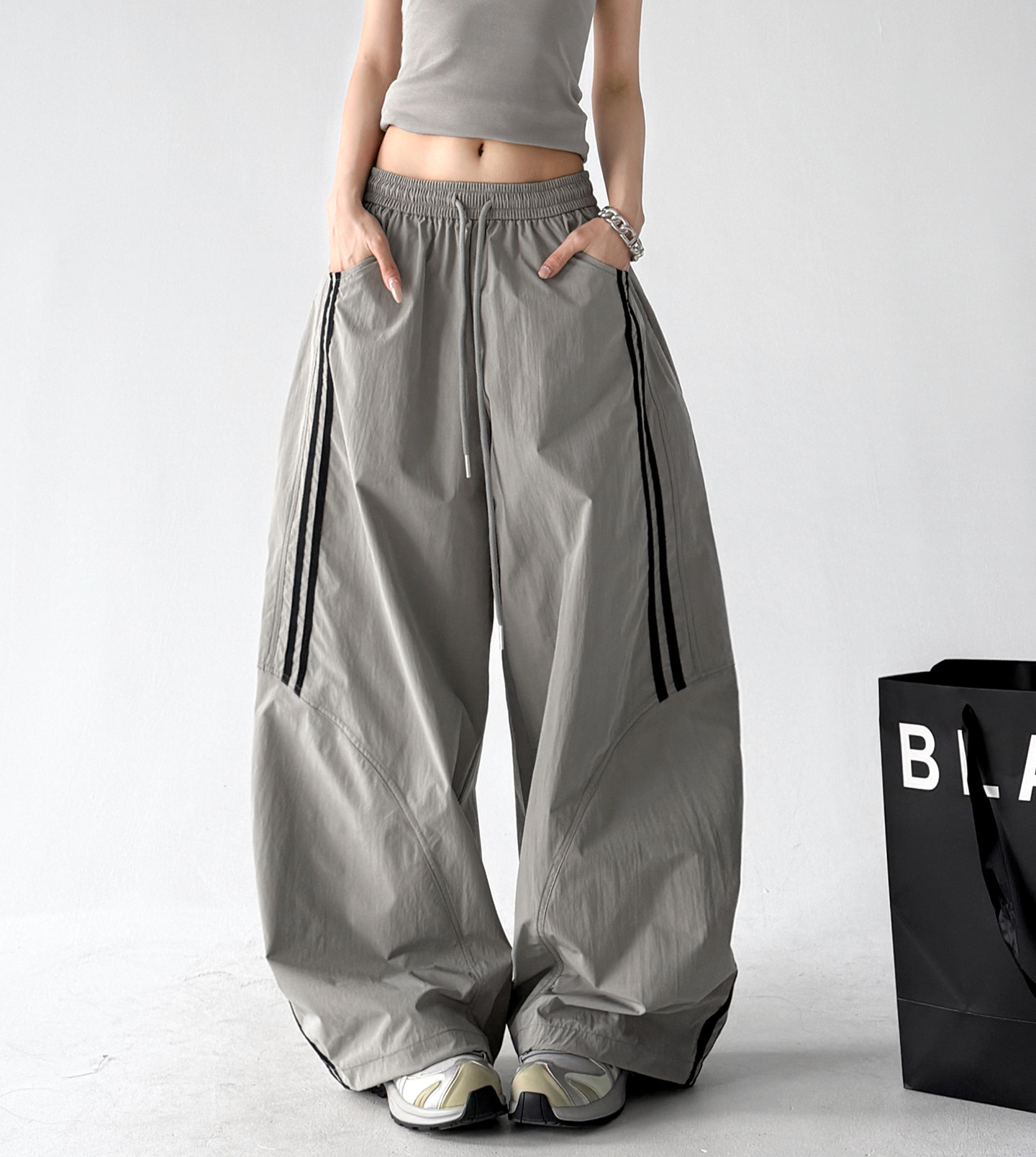 Side Stripe Hiking Wide Leg Pants - CT6233 Main image
