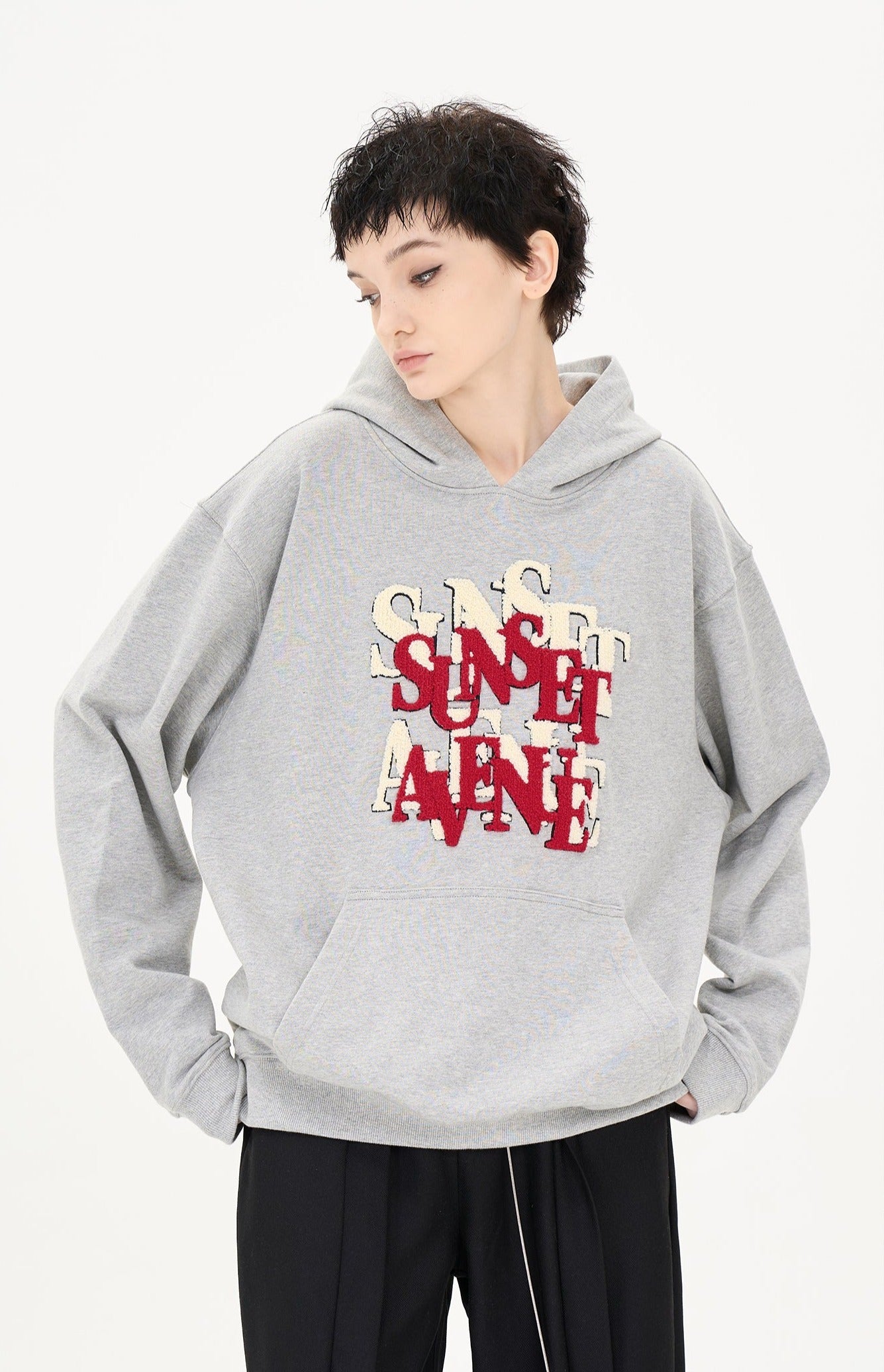 LOSTCTRL Sunset Embroidered Logo Print Hoodie