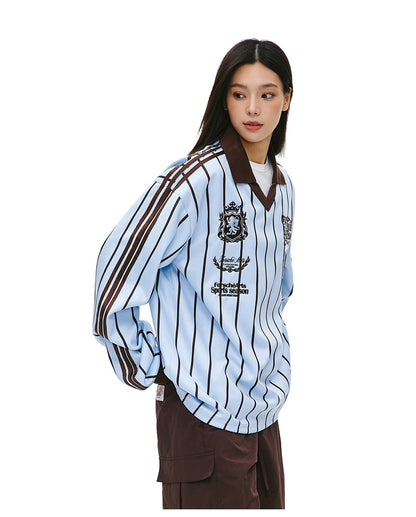 Retro Stripe Polo Sweatshirt