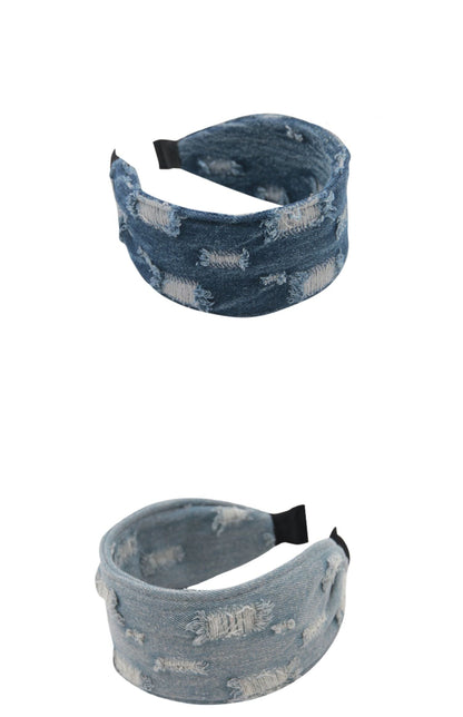 Retro Distressed Denim Headband