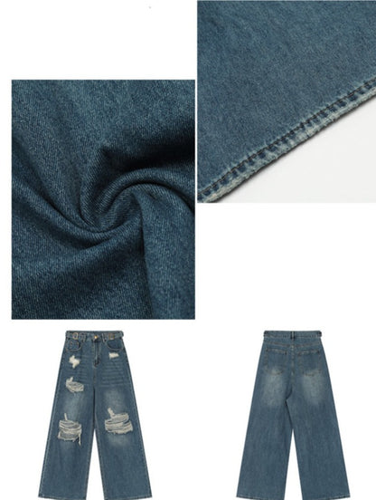 Vintage Irregular Distressed Denim