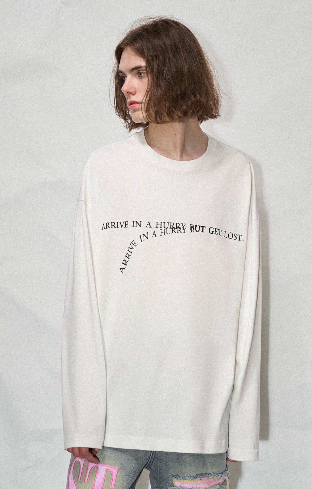 LOSTCTRL Wilted Letter Print Long Sleeve Tee