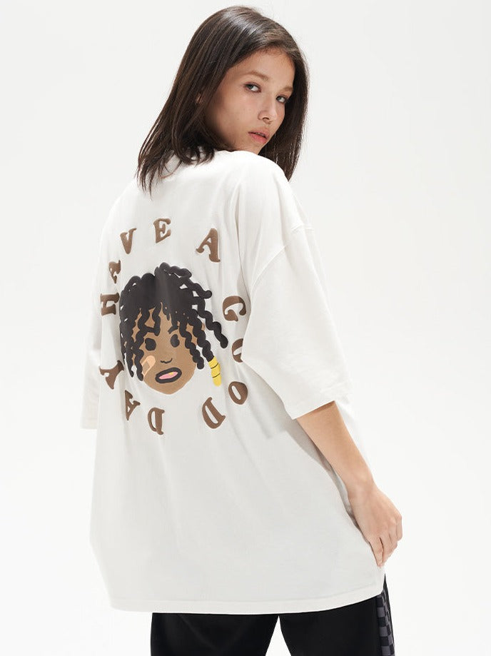 Hand-drawn Afro Puff Foam Print Tee