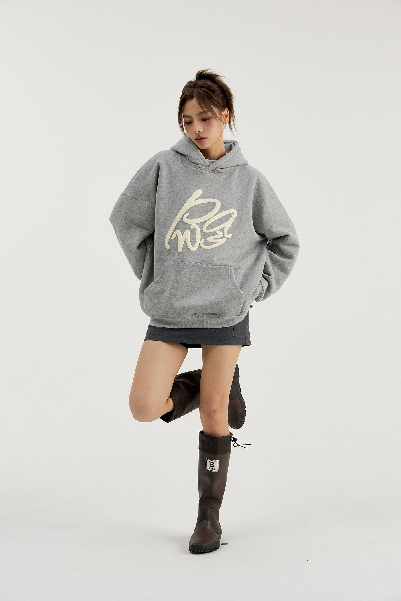 PAWY Letter Puff Print Hoodie