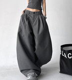 Draped Fit Pleated Wide Leg Trousers
