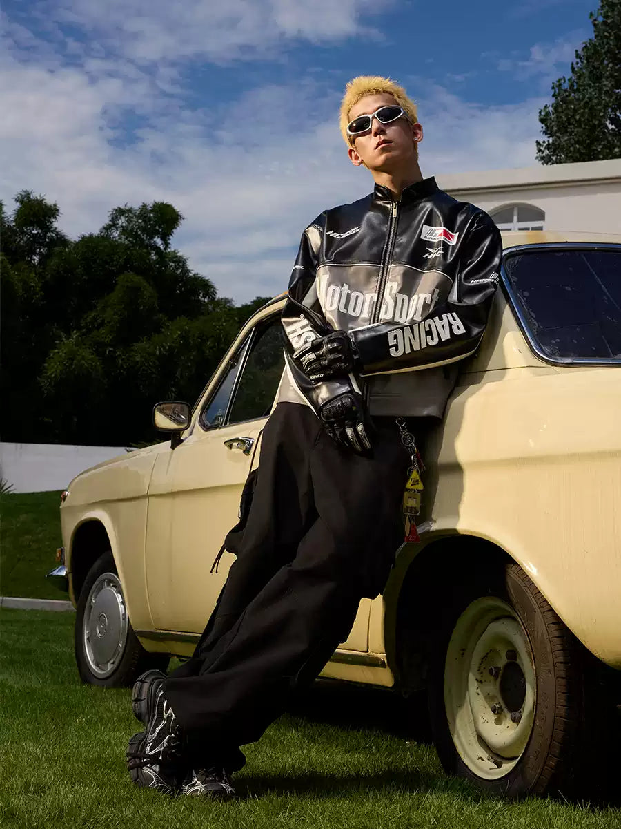 Vintage Embroidered Leather Racing Jacket