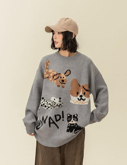 Vintage Dog Graphic Crewneck Pullover