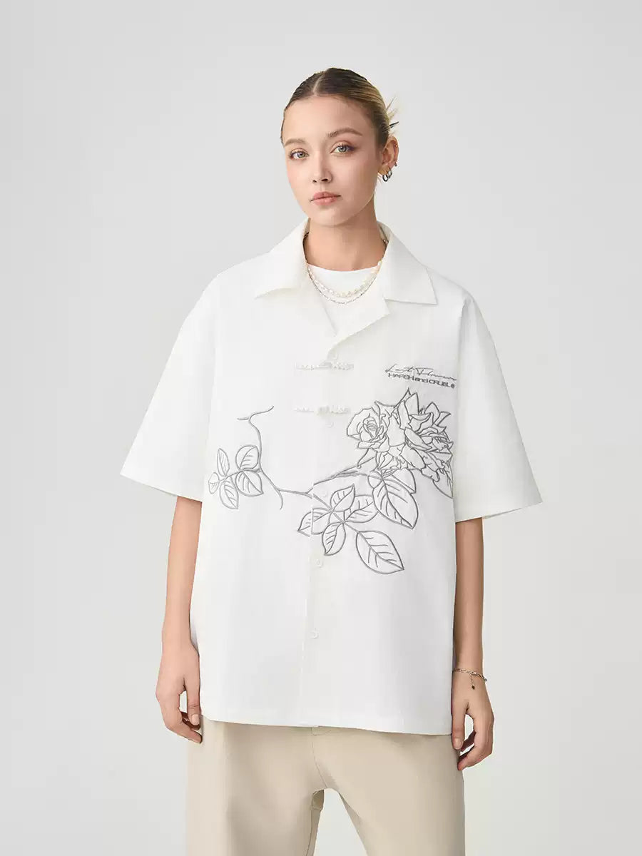 Frog Button Embroidered Shirt