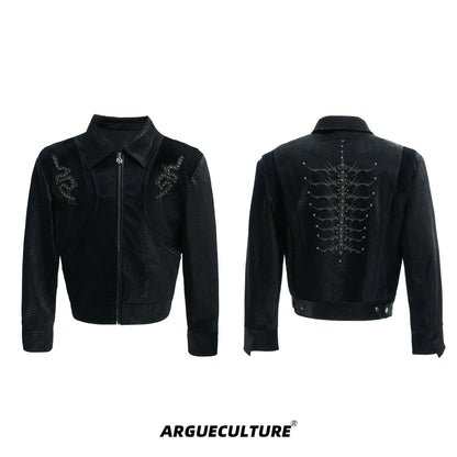 Snake-Eye Spine Motif Biker Jacket