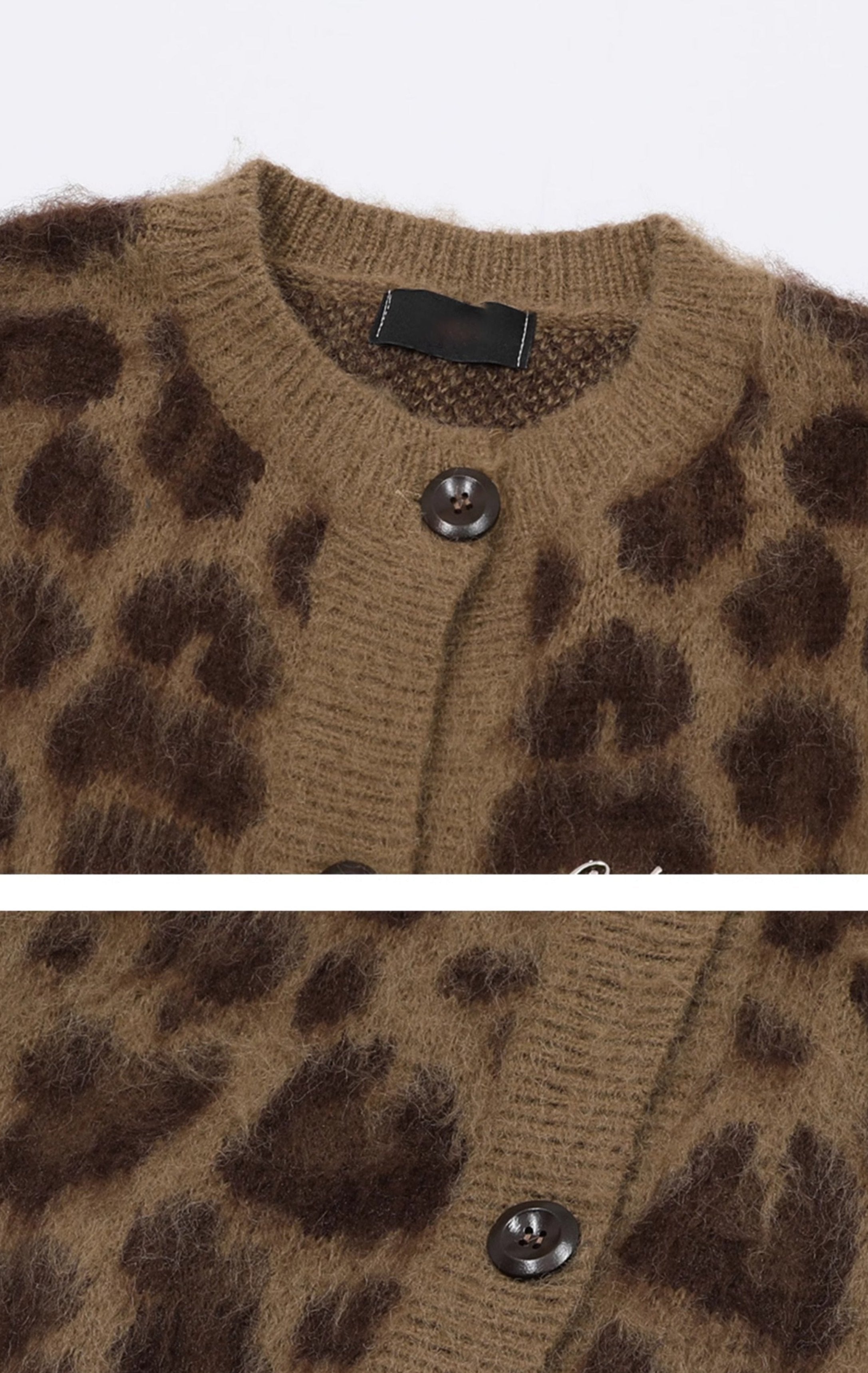 Vintage Leopard Print Knit Cardigan