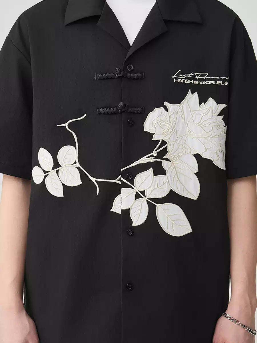 Frog Button Embroidered Shirt