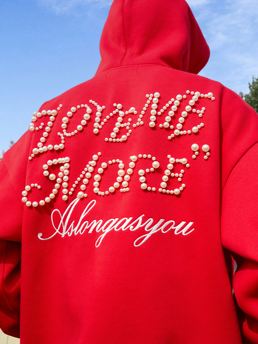 Retro Pearl Handwritten Oversized Hoodie