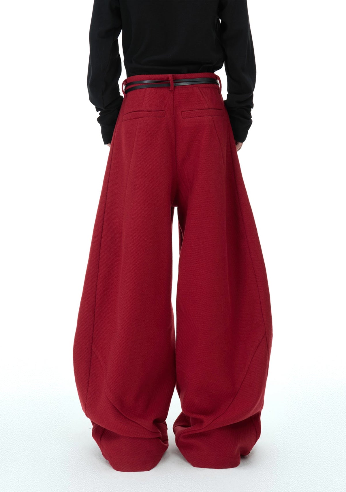 Deconstructed Tailored Wide-Leg Trousers