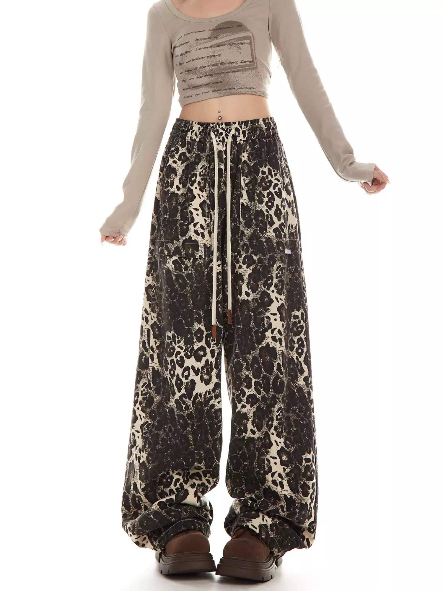 Vintage Leopard Print Cargo Pants