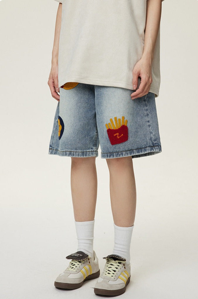 Embroidered Vintage Denim Shorts