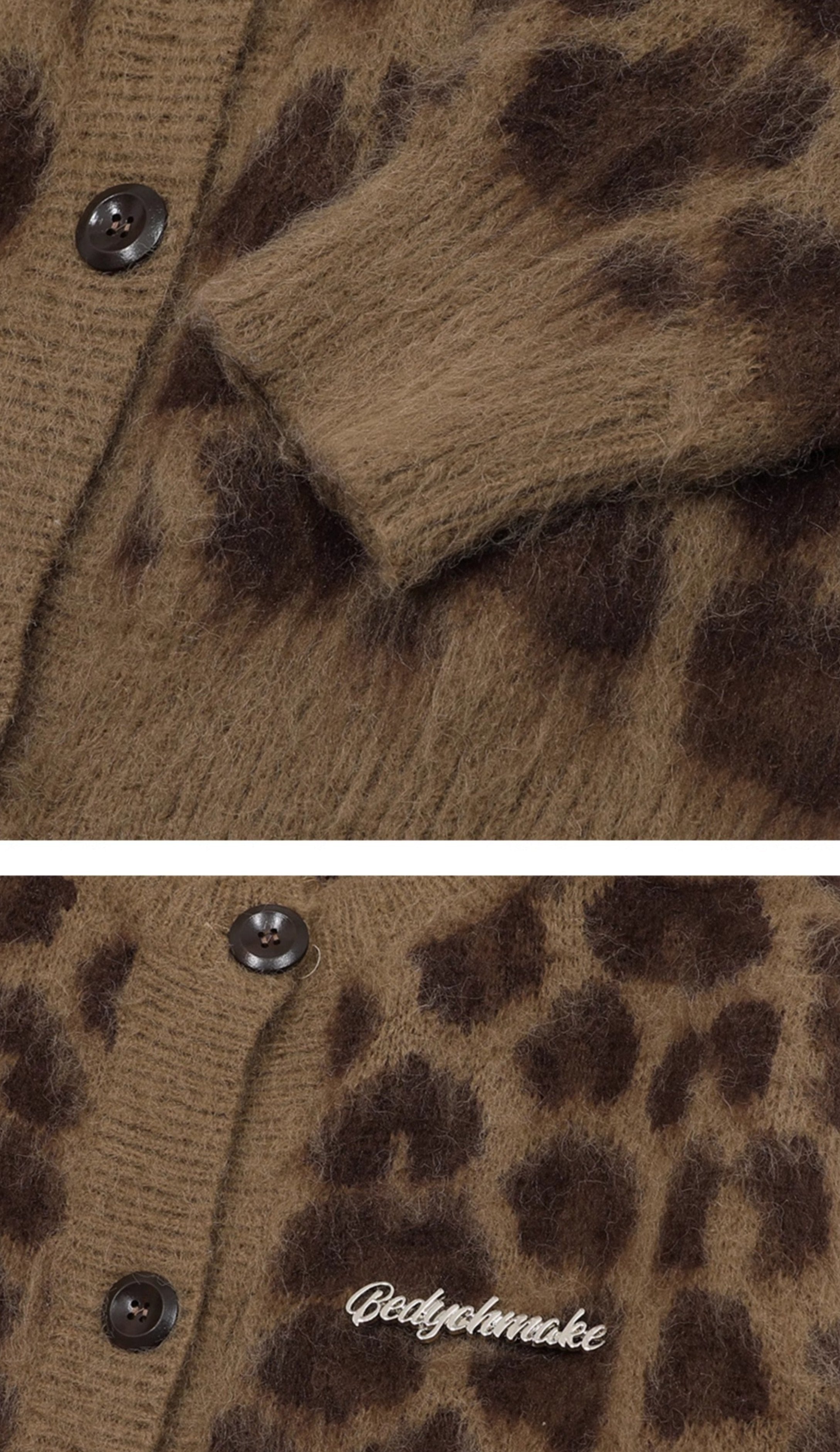 Vintage Leopard Print Knit Cardigan