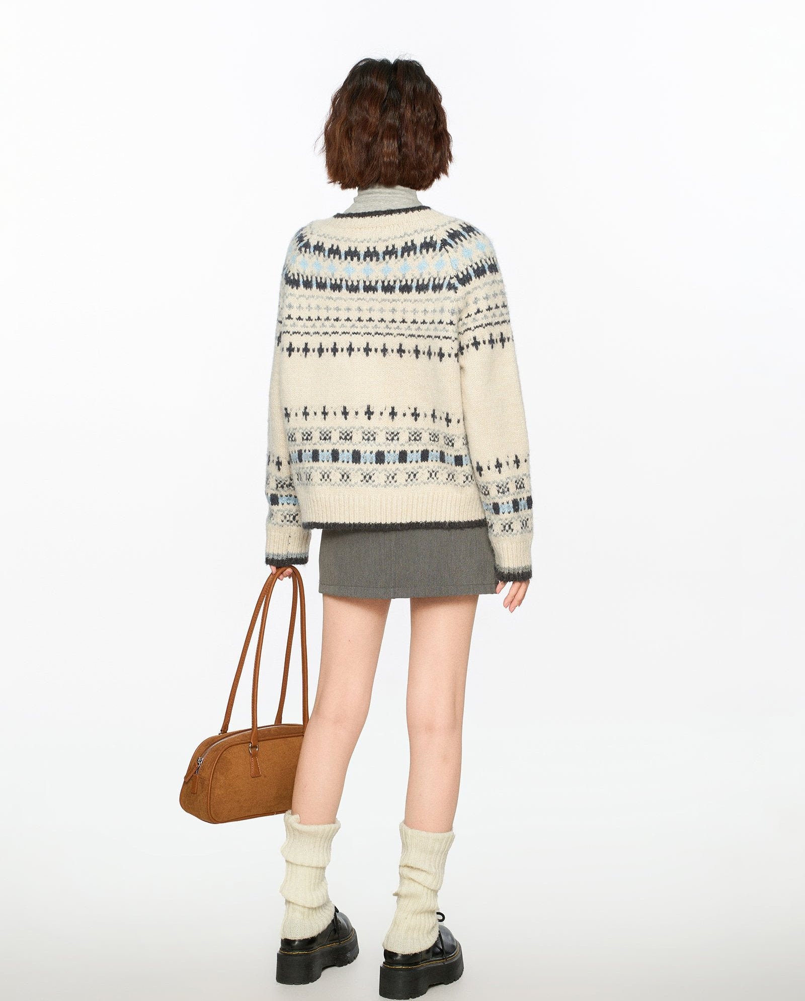 Vintage Crew Neck Fair Isle Cardigan