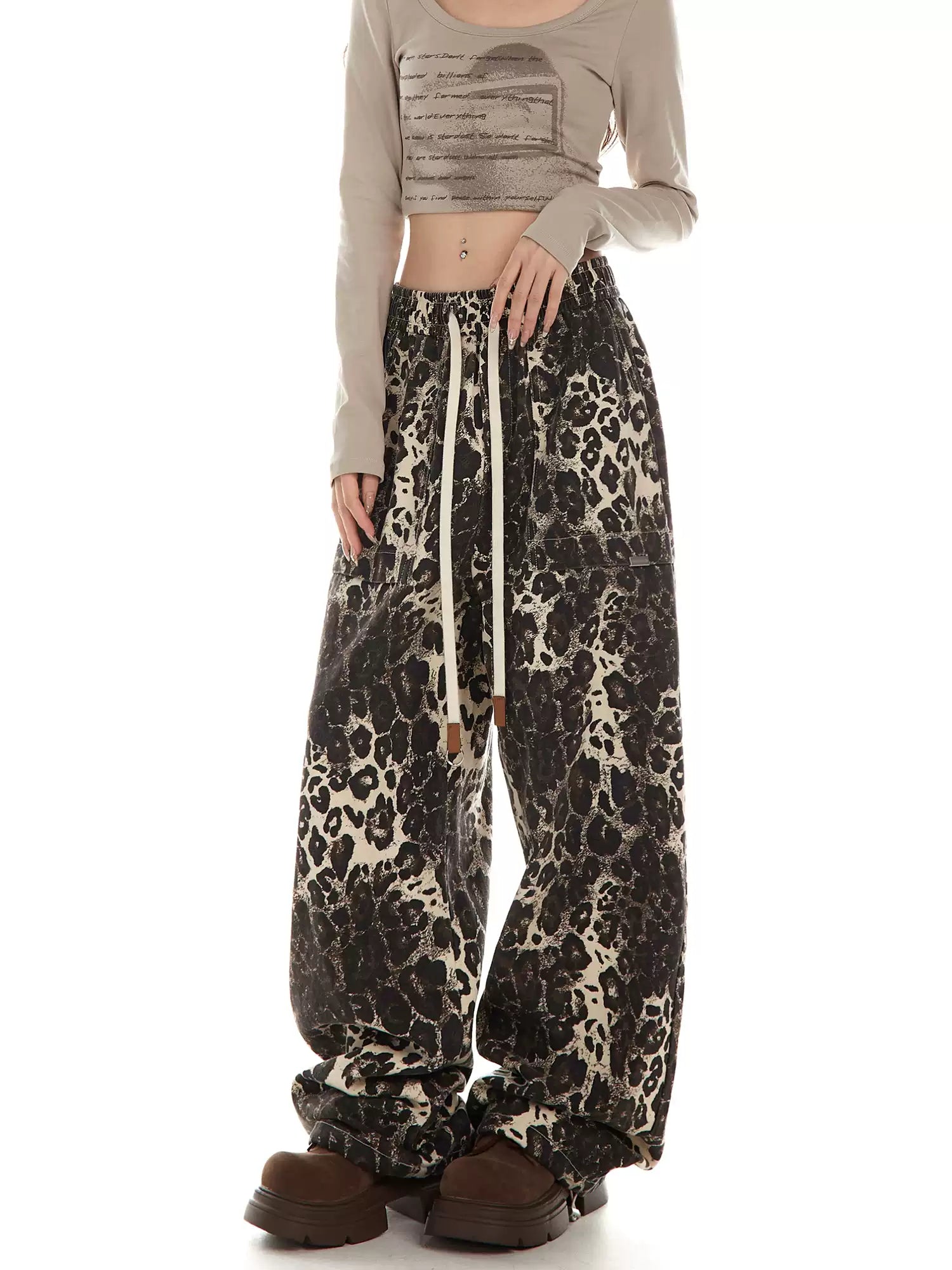 Vintage Leopard Print Cargo Pants