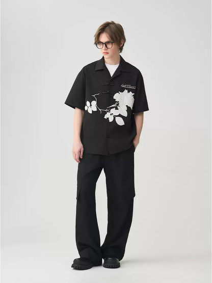 Frog Button Embroidered Shirt