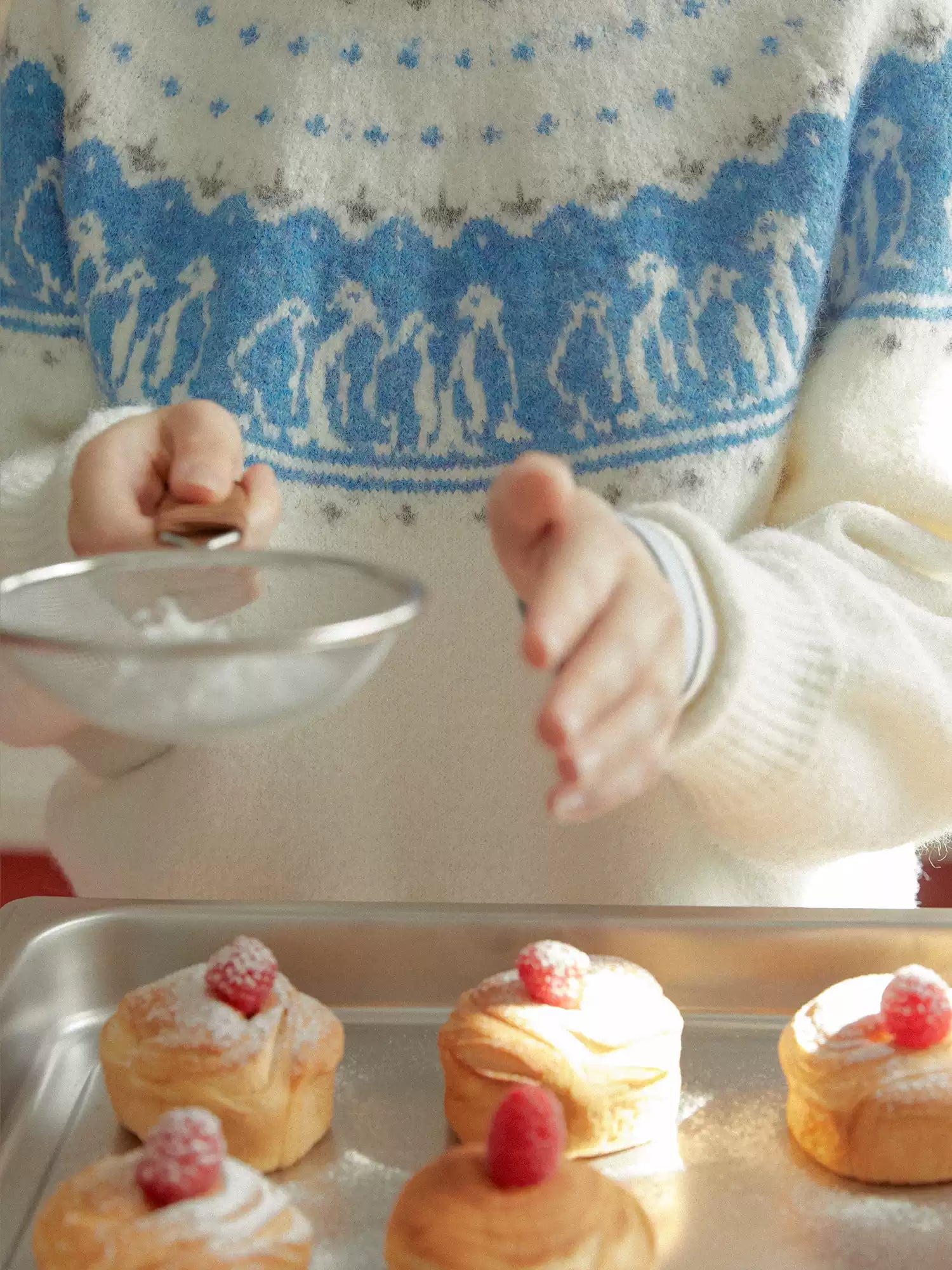 Penguin Pattern Fair Isle Knit Sweater