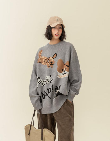 Vintage Dog Graphic Crewneck Pullover