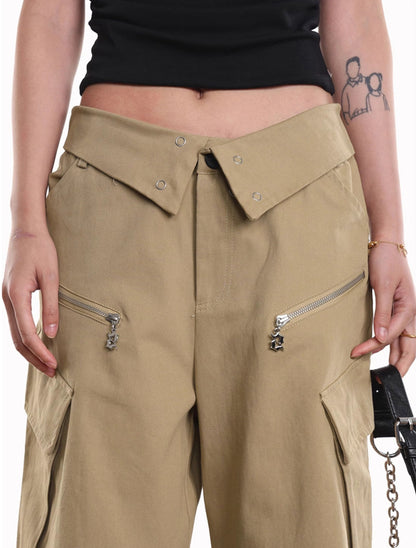 Flap-Waist Vintage Utility Cargo Pants