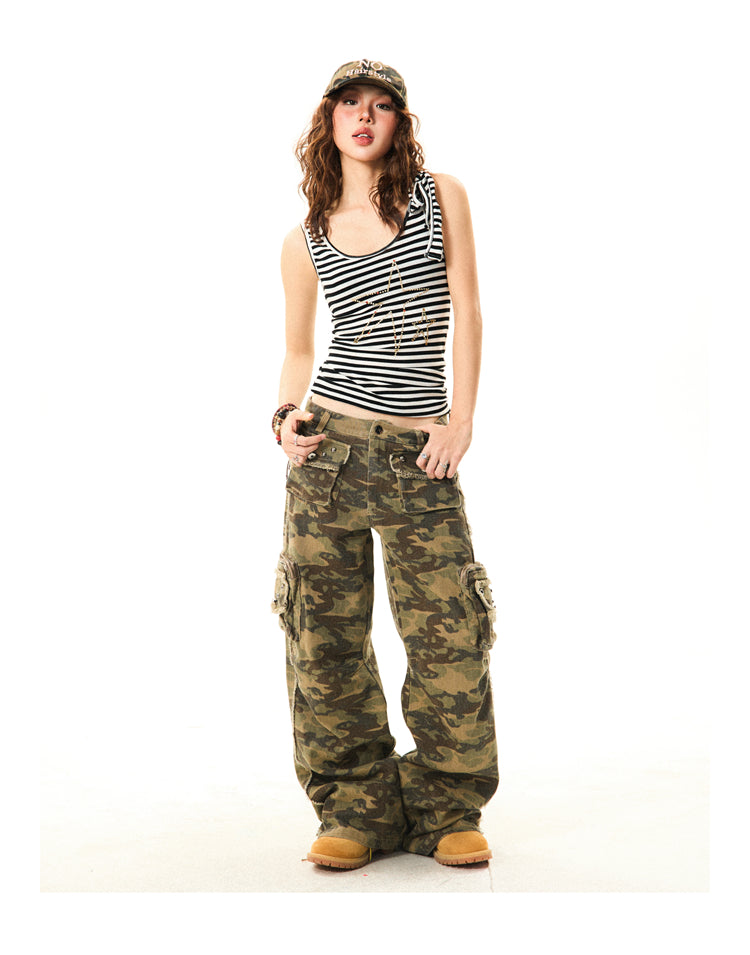 Vintage Fringe Camo Cargo Pants