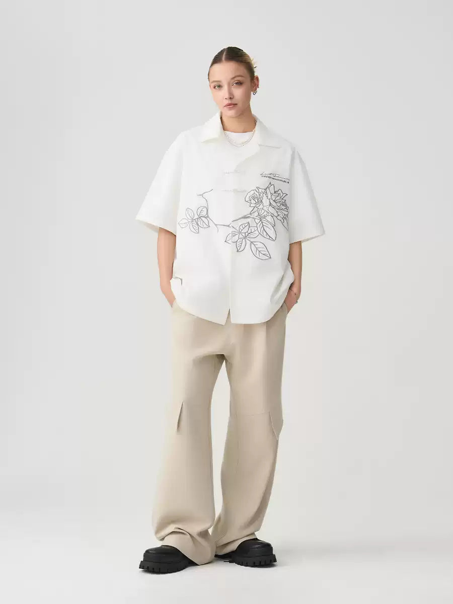 Frog Button Embroidered Shirt