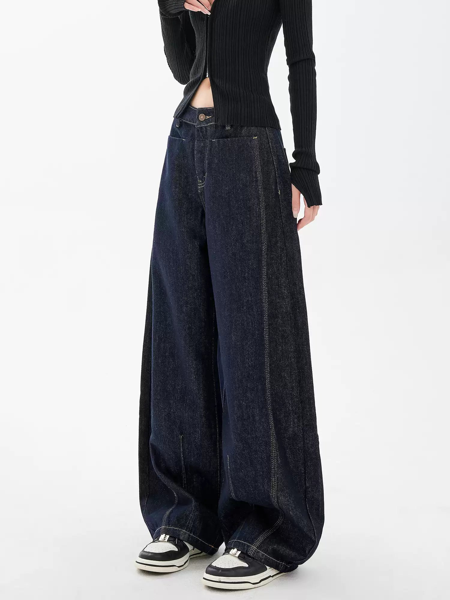 Vintage Loose Fit Wide-Leg Denim