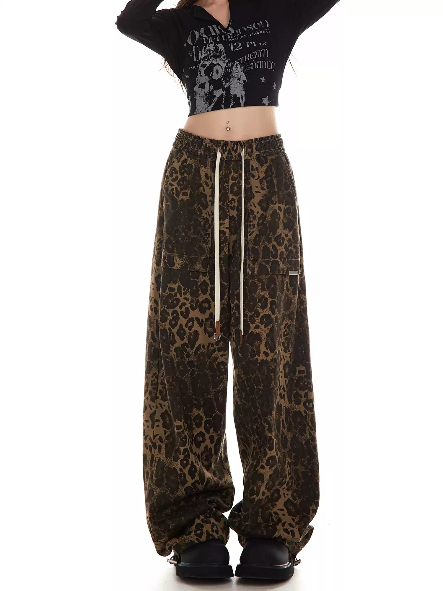 Vintage Leopard Print Cargo Pants