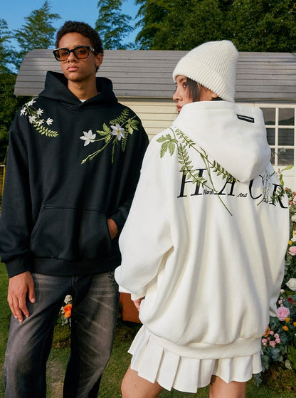 Floral Embroidered Oversized Hoodie