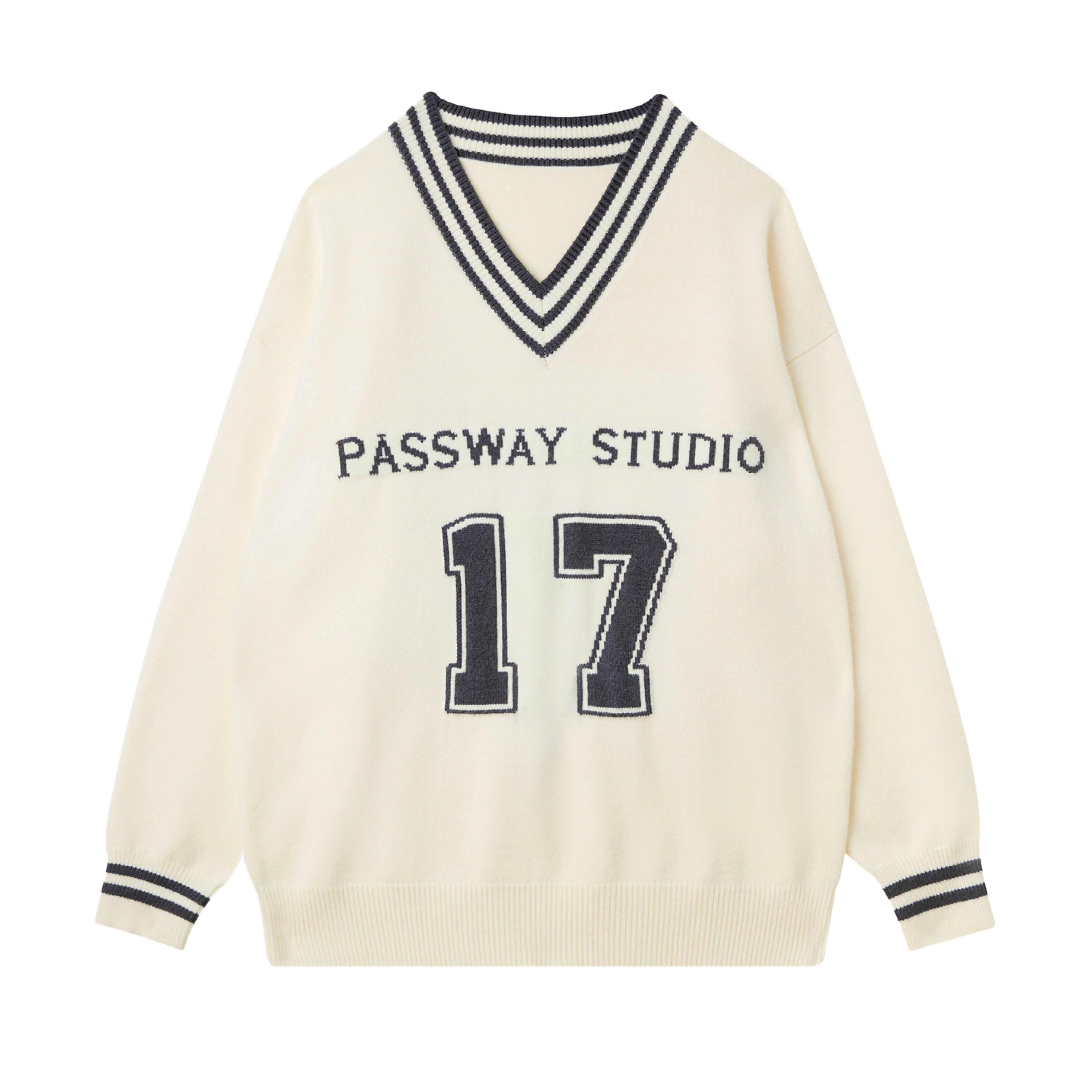 Retro 17 Graphic V-Neck Knit Sweater