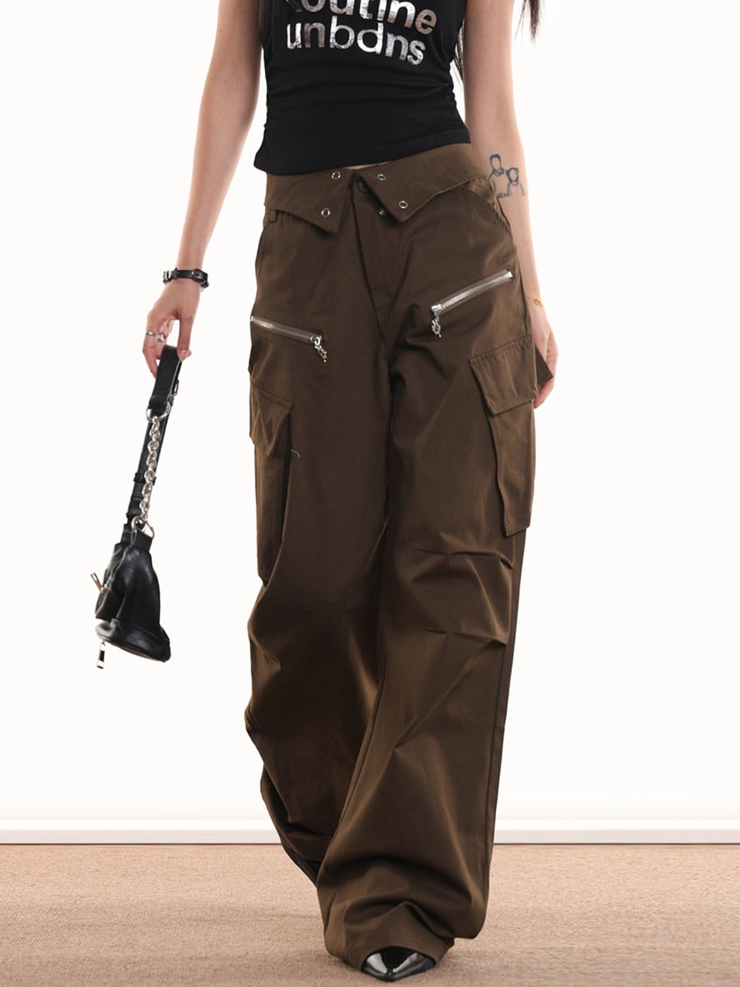 Flap-Waist Vintage Utility Cargo Pants