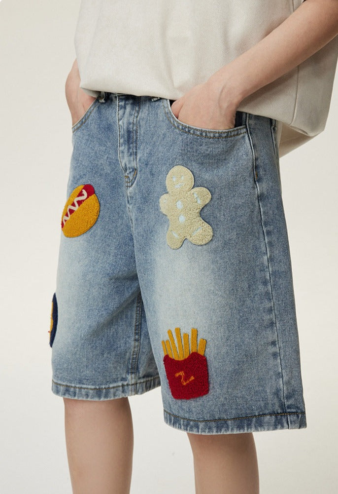 Embroidered Vintage Denim Shorts