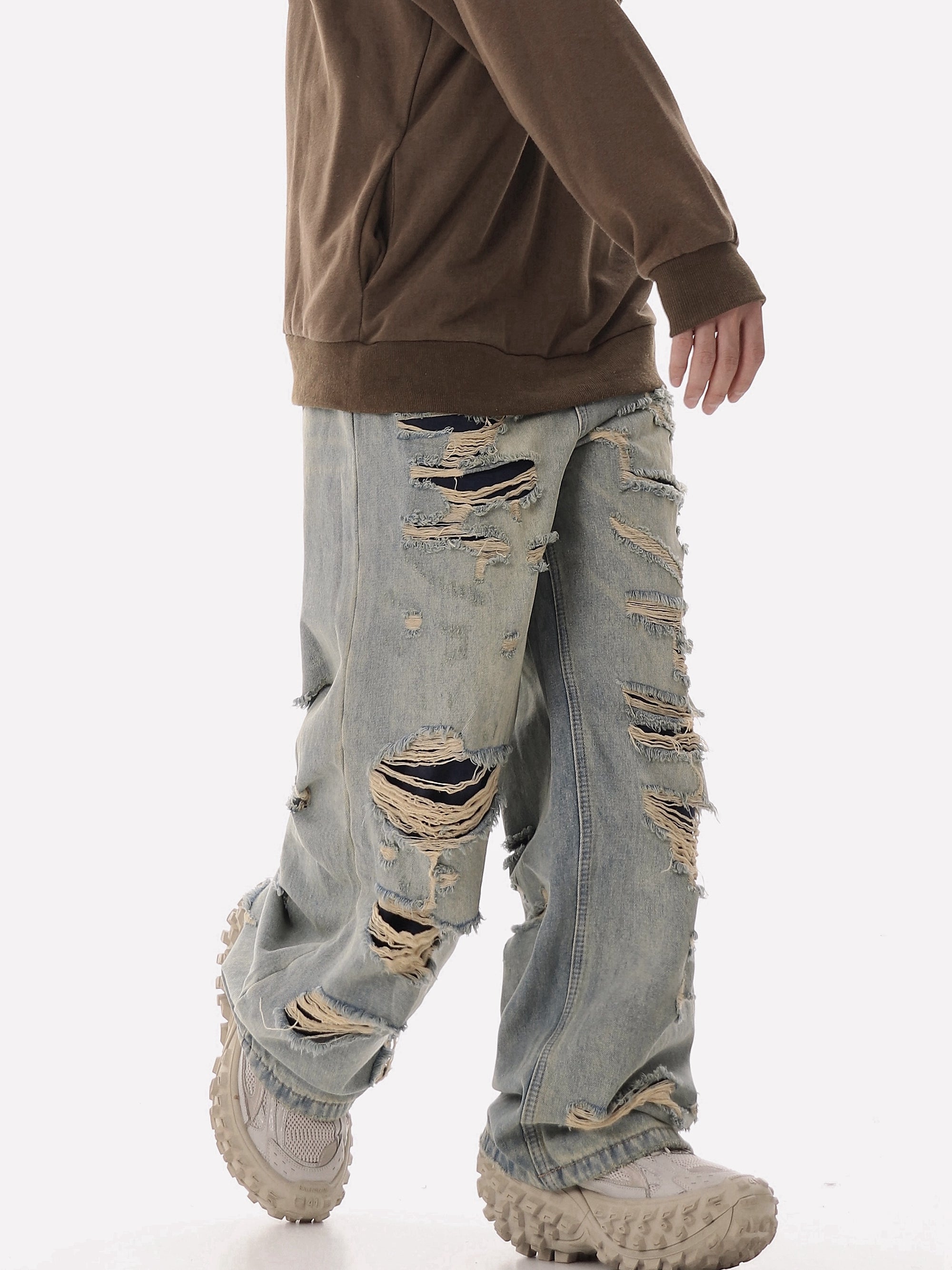 Vintage Cut-Out Ripped Denim