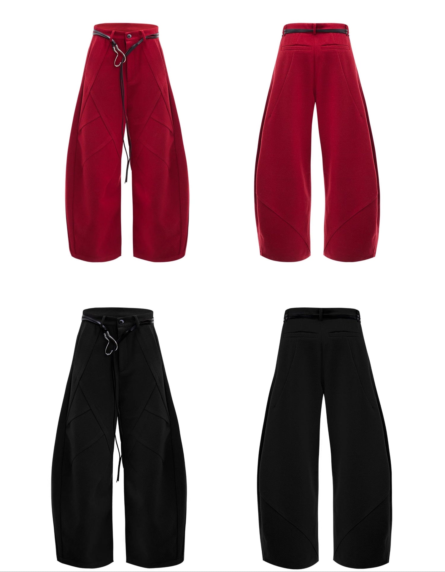 Deconstructed Tailored Wide-Leg Trousers