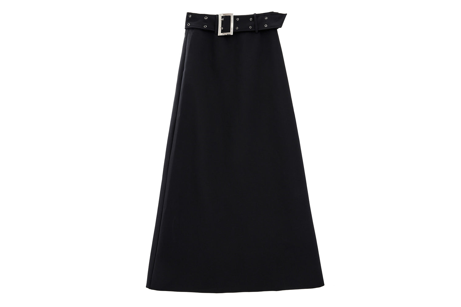 Black Side-Slit Midi Skirt