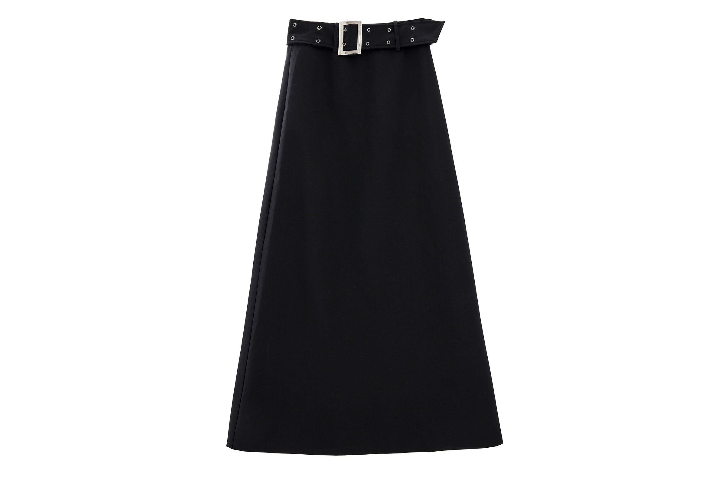 Black Side-Slit Midi Skirt