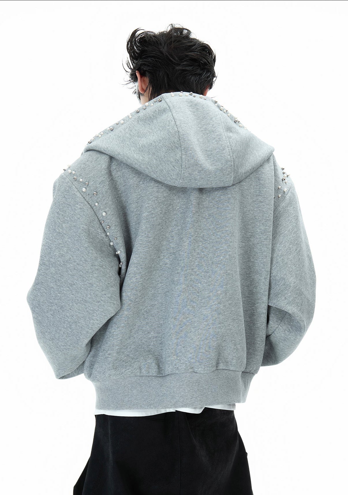 Pearl-Accented Oversized Hoodie