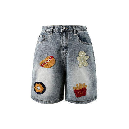 Embroidered Vintage Denim Shorts